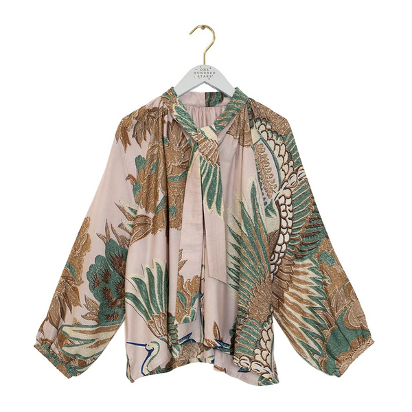 20% OFF - One Hundred Stars - Pussy bow blouse - Crane Black - 2038