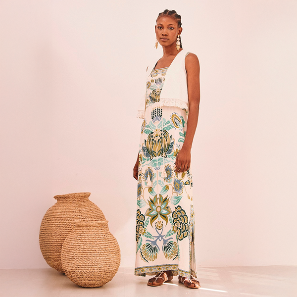 nkn nekane green dress NKN Nekane - JOMI langes Kleid mit floralem Muster