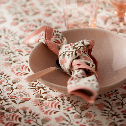 'Marigold Rose' Hand Block Printed Tablecloth by Bungalow of Denmark