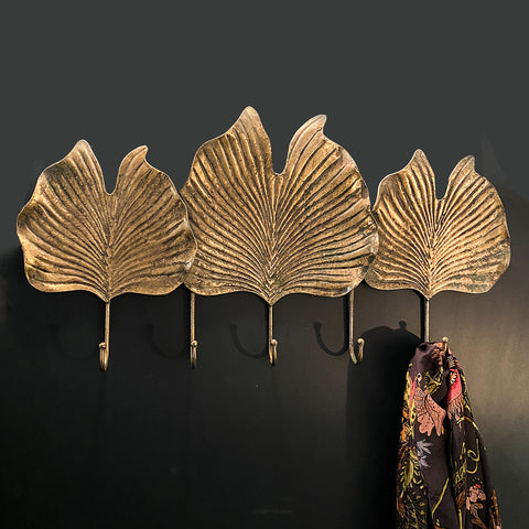 Ginko Leaf Wall Sconce with Hooks