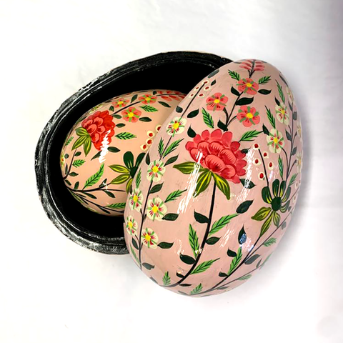 Set of 2 Decorative Floral Eggs. Pink.