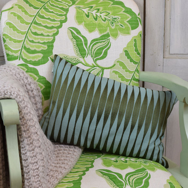 Mint Green Embroidered Cushion. Curated Living