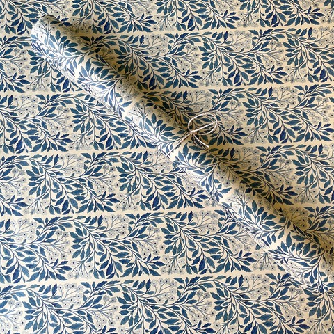 Blue Flora Wrapping Paper.