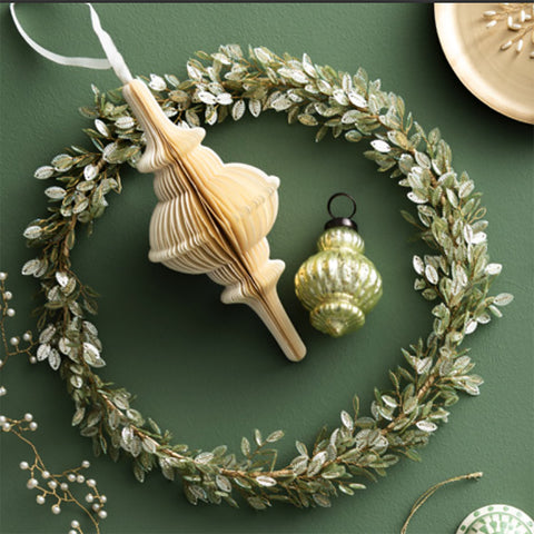 Beaded Ornament Wreath 'Lira Pale Green' 18cm by Bungalow of Denmark