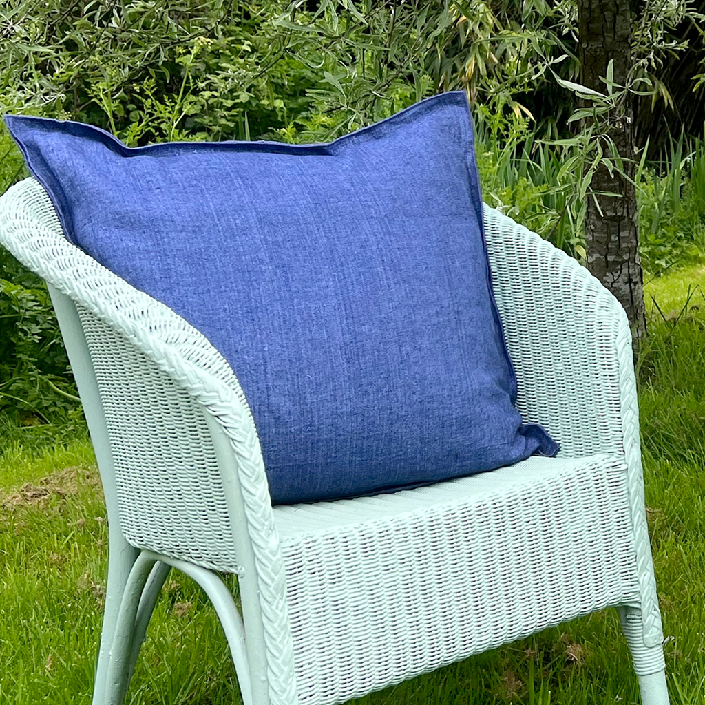 Blue Riviera Linen Cushion.
