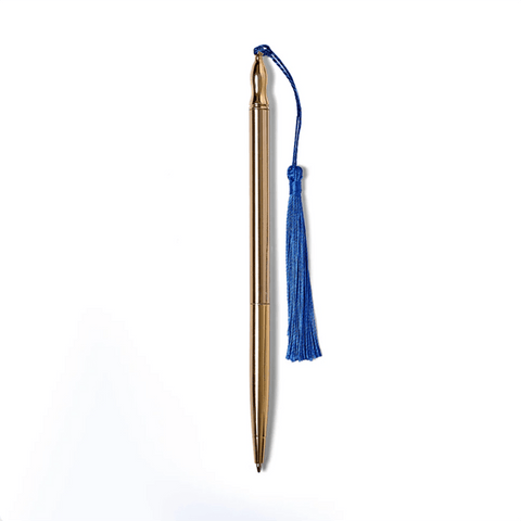 24K Gold Plated 'Blue Tassel' Ballpoint Pen by Roomytown UK - Curated Living