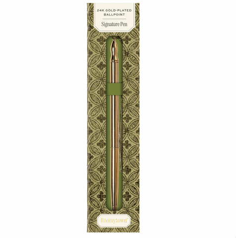 24K Gold Plated 'Green Tassel' Ballpoint Pen by Roomytown UK - Curated Living