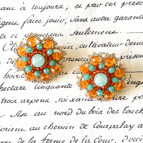 Fiori d'Arancio Astor Orange and Green Stud Earrings.