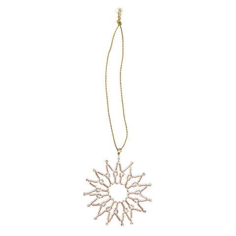 Beaded Ornament Snowflake 'Elia Silver' by Bungalow of Denmark