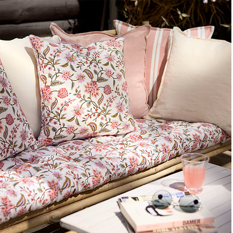 Cushion 'Divya Sorbet' Hand Block Printed Cotton by Bungalow of Denmark