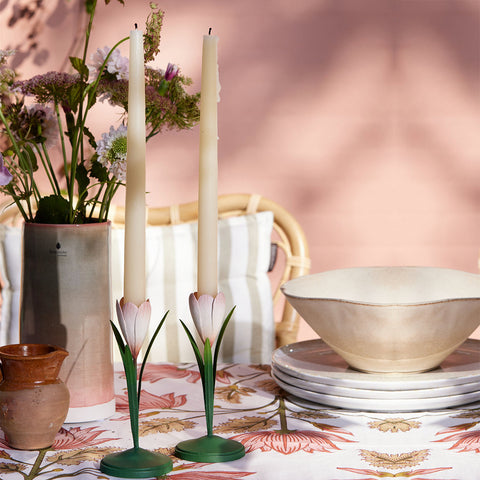 Pretty Pink Crocus Candle Holders