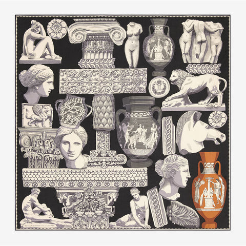 Scarf Square 130 'Archives in Black' Inoui Editions Pour Le Louvre