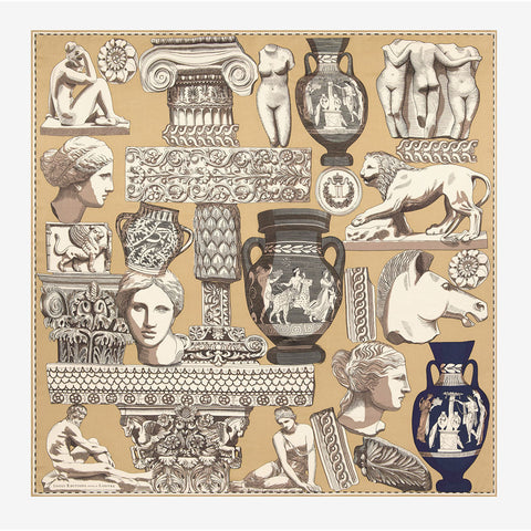 Scarf Square 130 'Archives in Natural' Inoui Editions Pour Le Louvre