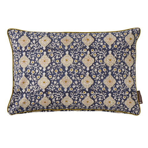 Cushion 'Chameli Midnight' Hand Block Printed Cotton by Bungalow of Denmark