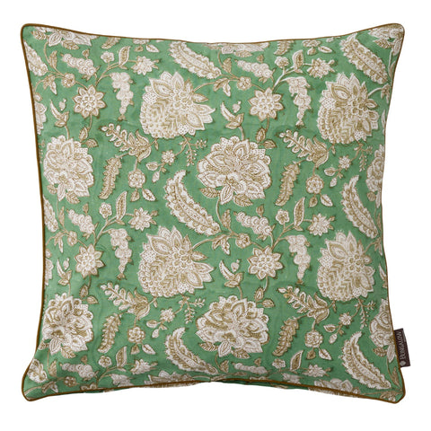 Cushion 'Yamini Sage' Hand Block Printed Cotton by Bungalow of Denmark