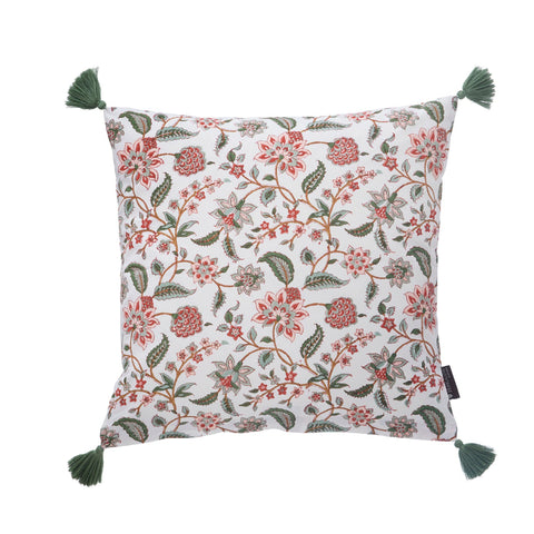 Hand Block Printed 'Divya Fern' Cotton Cushion by Bungalow of Denmark