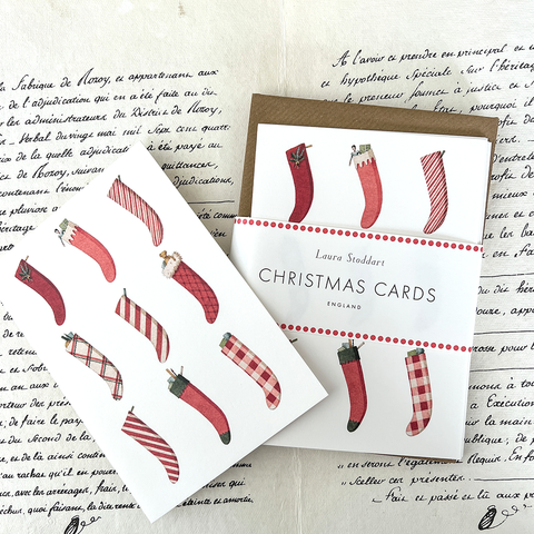 Laura Stoddart Christmas Stockings Card Pack of 10.