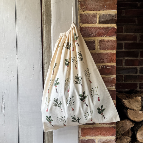 Christmas Drawstring Bag by Laura Stoddart - Happy Christmas Large