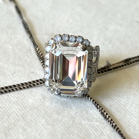 Protea Emerald Cut Crystal Ring