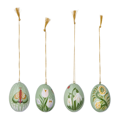 Papier Mâché 'Anila Sage' 7cm Eggs Box of Four by Bungalow of Denmark