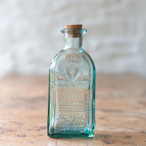 Recycled Clear Glass 'Whiskey' Bottled with Cork Stopper
