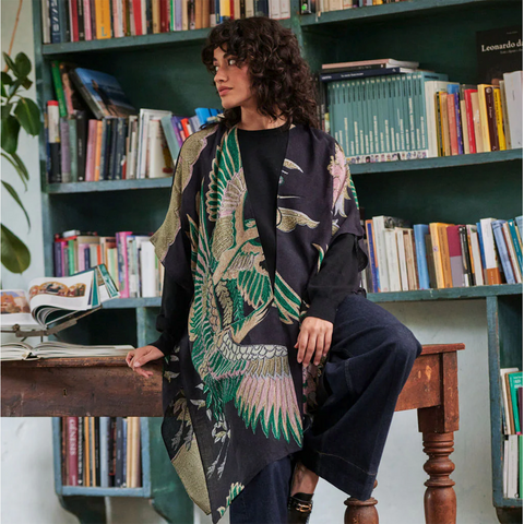 Throwover 'Crane Emerald Wool' by One Hundred Stars