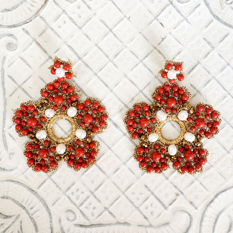 Earrings 'Flora Corallo' by Fiori d'Arancio of Italy