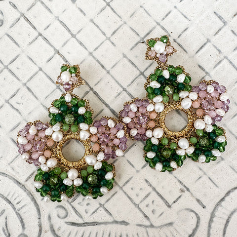Earrings 'Flora Rosa Verde' by Fiori d'Arancio of Italy
