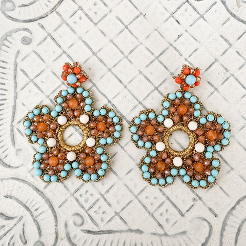 Earrings 'Flora Turchese Peach' by Fiori d'Arancio of Italy