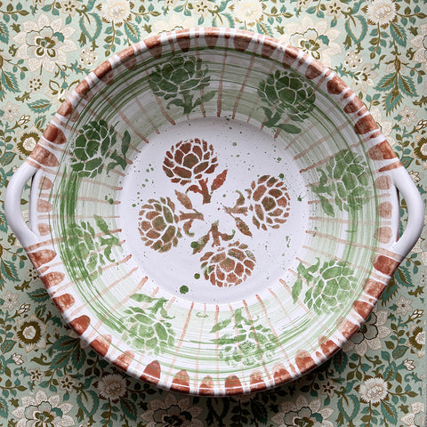 Fado 'Green & Brown Artichokes' Glazed Terracotta Bowl by Sthal of Sweden