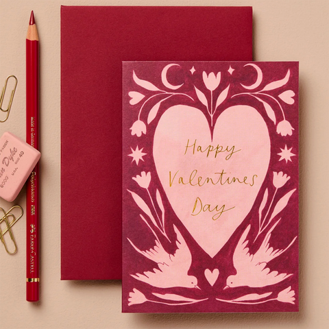 Greeting Card 'Folk Heart Happy Valentines Day' by Wanderlust