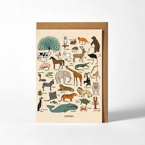 Greeting Card 'Les Animaux' by Roomytown UK
