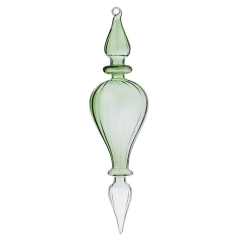 Glass Icicle 'Cone Green' Hanging Christmas Decoration by Bungalow of Denmark