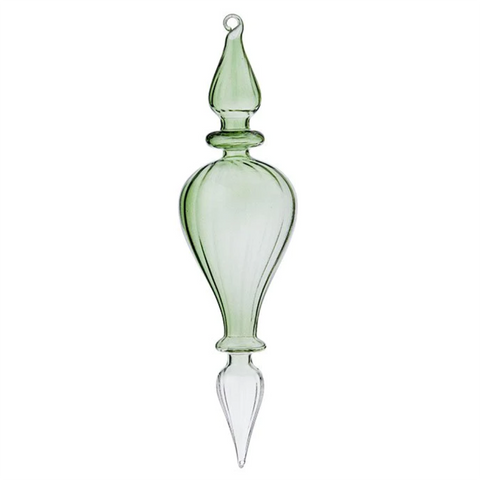 Green Glass Icicle Cone Decoration.