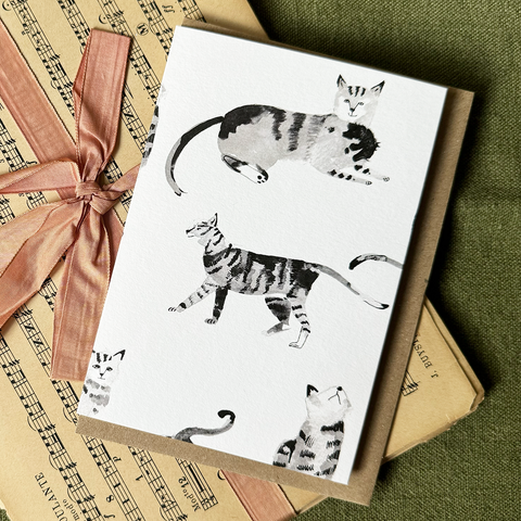 Greeting Card Trifold 'Tabbys' by Dear Prudence Studio