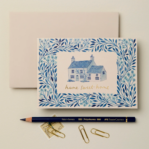 Greeting Card 'Blue Flora Home Sweet Home' by Wanderlust