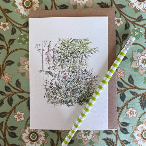 Greeting Card 'The Glasshouse Garden Planting' by Imogen Partridge