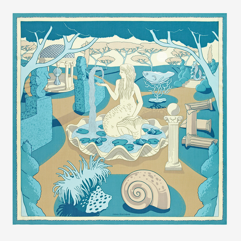 Scarf 'Square 100 Jardin - Turquoise' by Inoui Editions