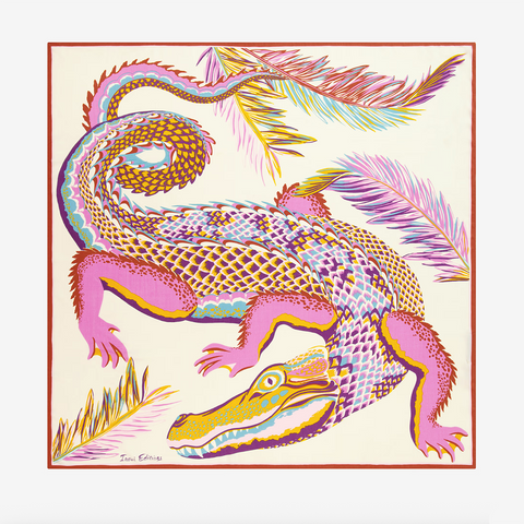 Scarf 'Square 100 Croco - White' by Inoui Editions