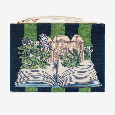Embroidered Pouch 'Paris in September - Navy' with Leather Zip Pull by Inoui Editions