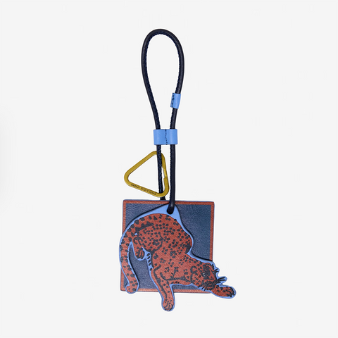 Key Chain 'Cat' 100% Leather in Blue by Inoui Editions