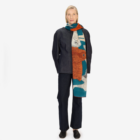 Scarf 100 'All of Them' 100% Wool in Duck Blue by Inoui Editions