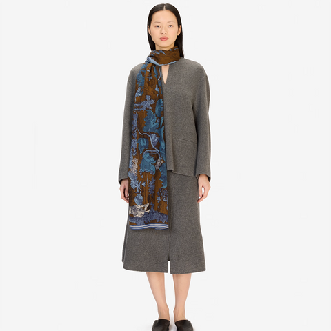 Scarf 70 'History' 100% Wool in Blue by Inoui Editions