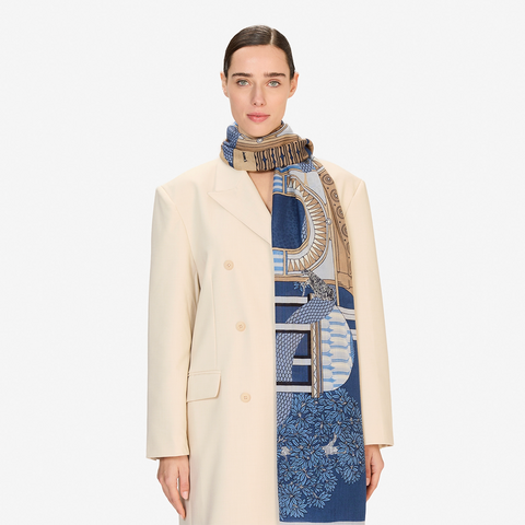 Scarf 100 'Nicola' 100% Wool in Blue by Inoui Editions