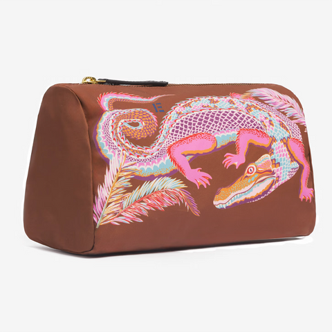 Case Medium 'Croco - Caramel' with Leather Zip Pull by Inoui Editions