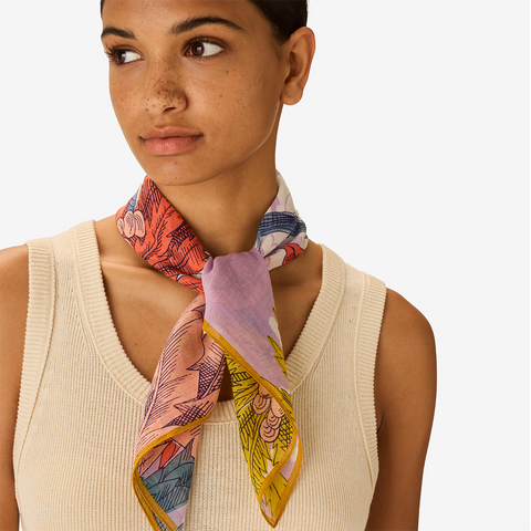 Scarf 'Square 65 Cotton Robinson - Purple' by Inoui Editions