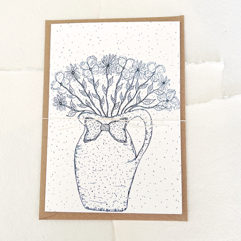 Jug & Flowers Greetings Card.