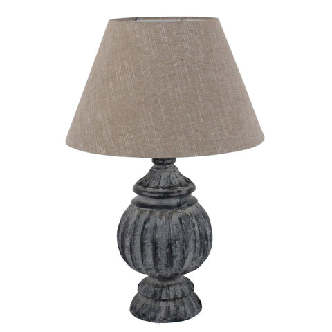Table Lamp - Consuela Antique-style in Black with Grey Shade