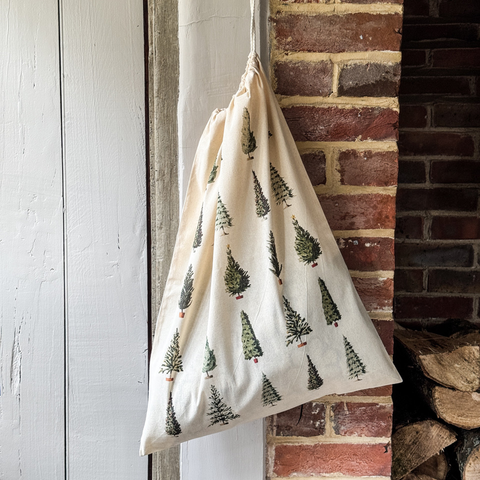 Christmas Drawstring Bag by Laura Stoddart - Trees Large