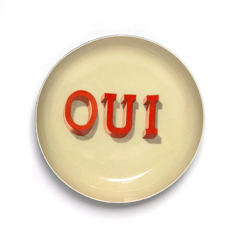 Enamel Tray 'Oui' Round by Roomytown UK